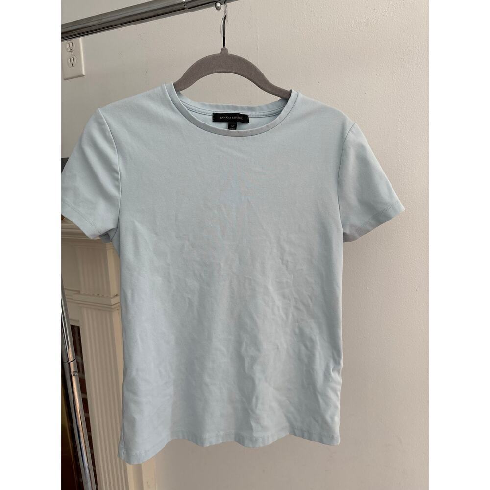Banana Republic Women’s Light Blue Crew Neck Short Sleeve Stretch T-Shirt Size M - Picture 2 of 7